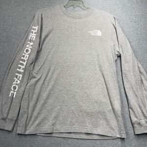 The North Face Men's Gray Logo Cotton Long Sleeve T-Shirt L Hiking Outdoor